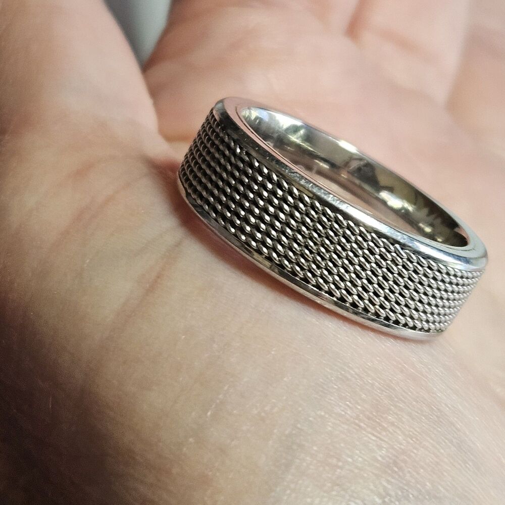 Mesh Textured Comfort Fit Stainless Steel Wedding Band Ring Size 11 - Picture 3 of 13